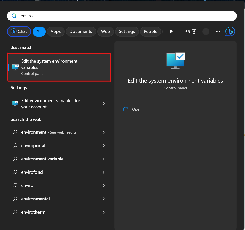 Set environment variables 1